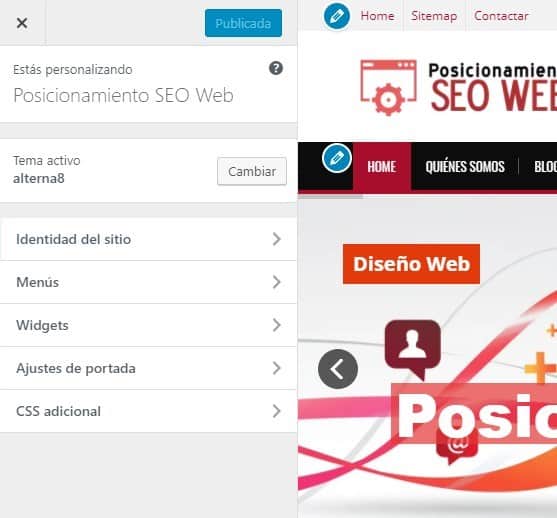 configuracion tema wordpress