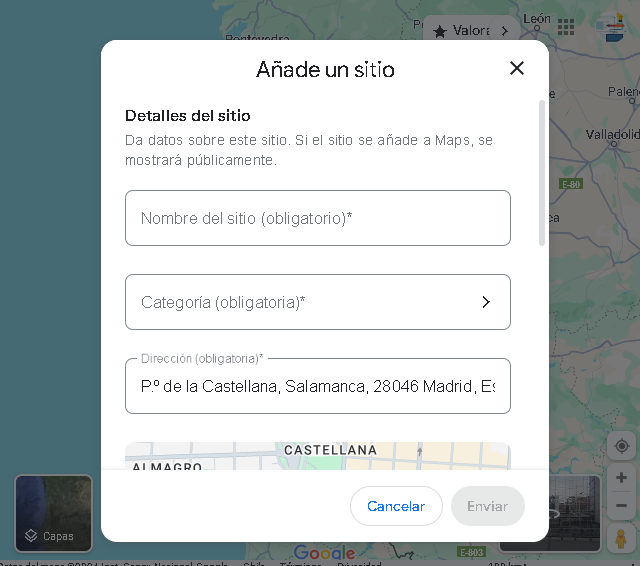añadir sitio en google maps