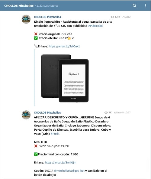 promociones en canales de Telegram