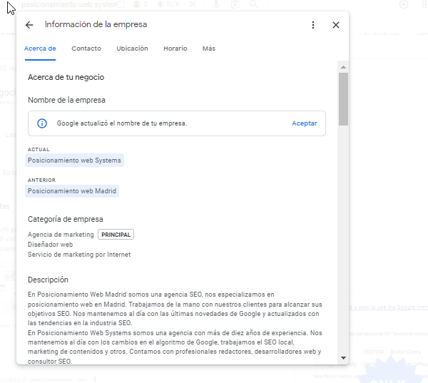 informacion de la empresa actualizar ficha de google my business