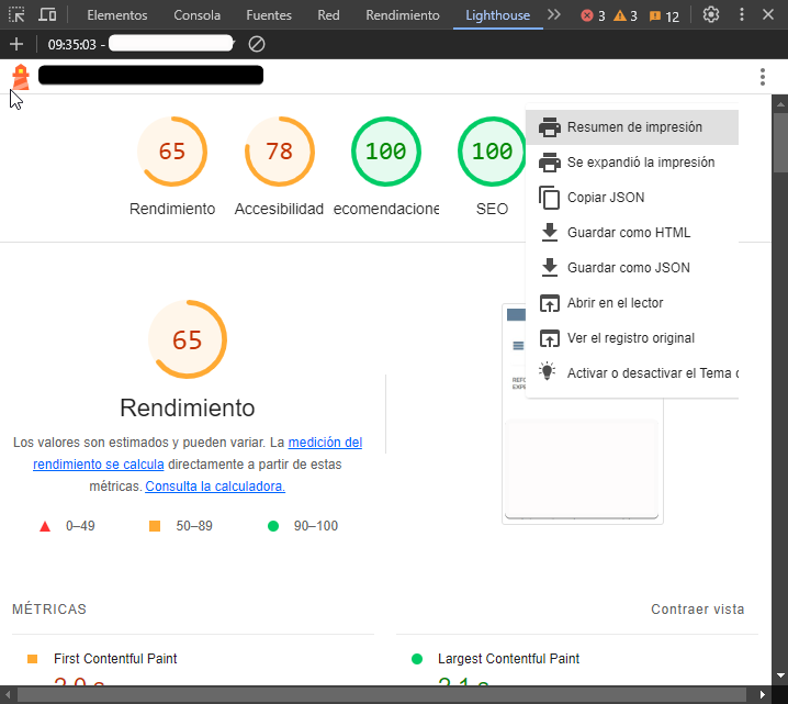 informe google lighthouse