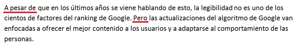 Ejemplos palabras de transicion