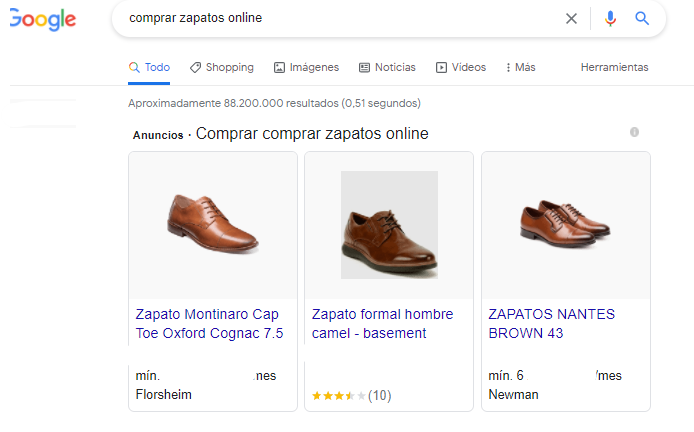 resultados google shopping