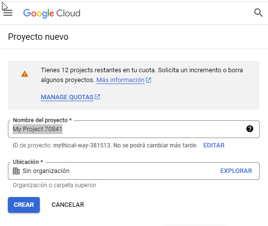 nombre de proyecto api google