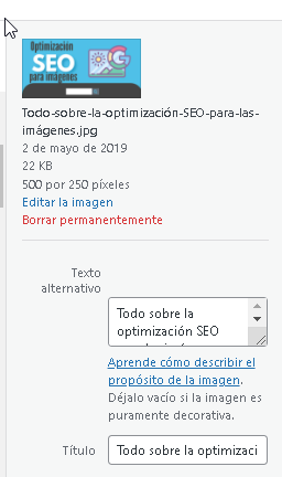 optimizacion texto alt